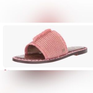 SAM EDELMAN - Raffia Frayed Glenda Slide Sandals, Pink, Size 11